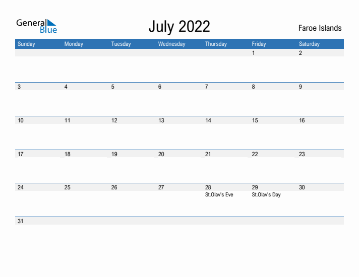 Fillable July 2022 Calendar