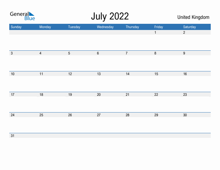 Fillable July 2022 Calendar