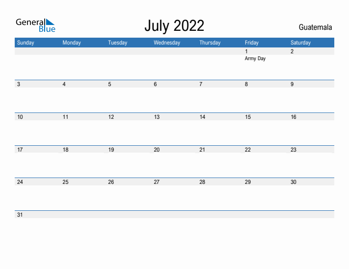 Fillable July 2022 Calendar