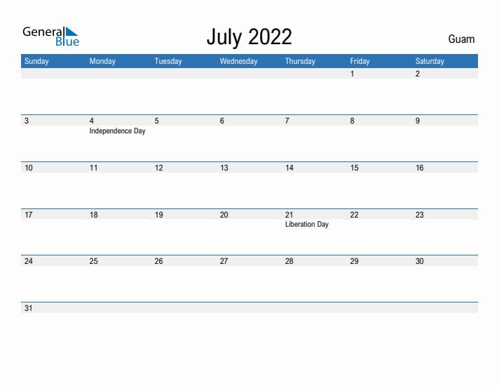 Fillable July 2022 Calendar