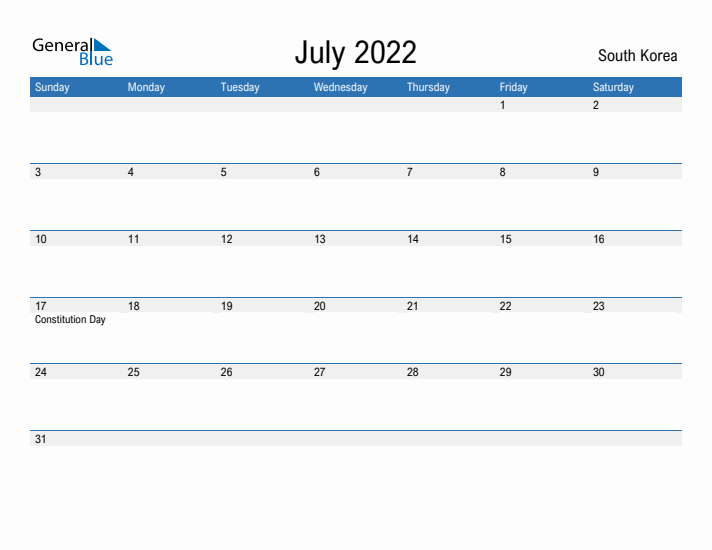 Fillable July 2022 Calendar