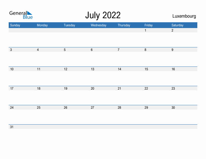 Fillable July 2022 Calendar