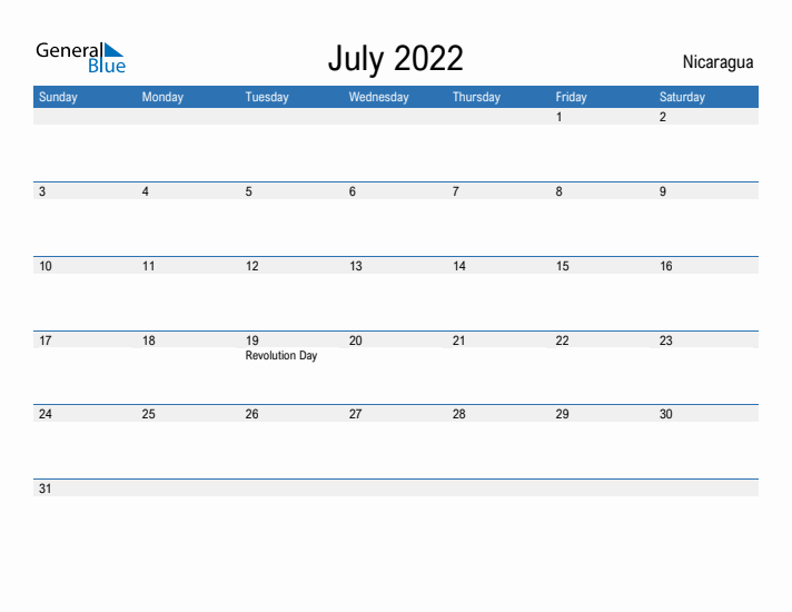 Fillable July 2022 Calendar