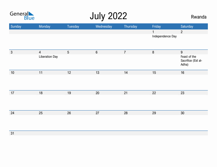 Fillable July 2022 Calendar