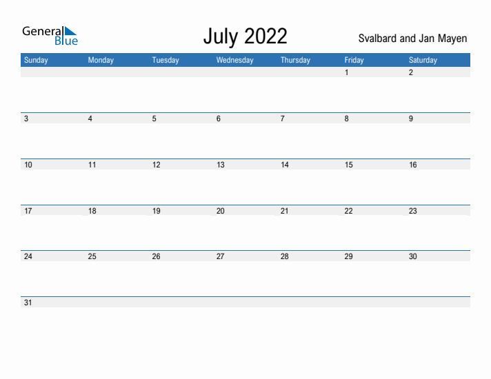 Fillable July 2022 Calendar