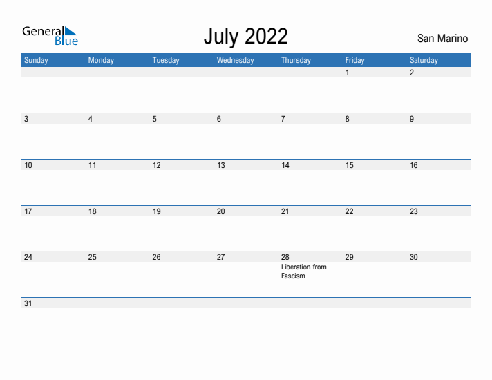 Fillable July 2022 Calendar