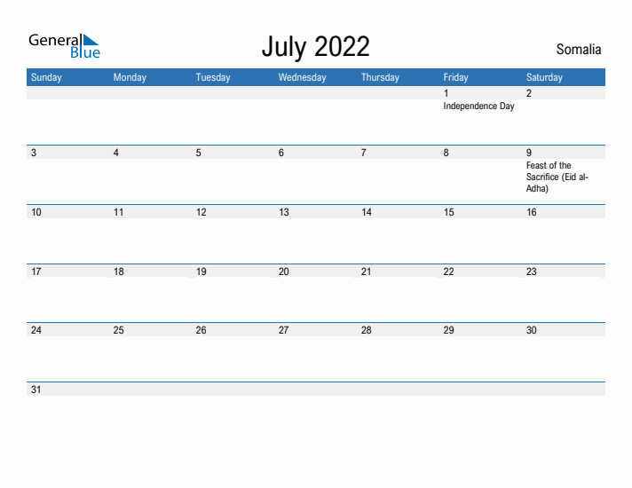 Fillable July 2022 Calendar