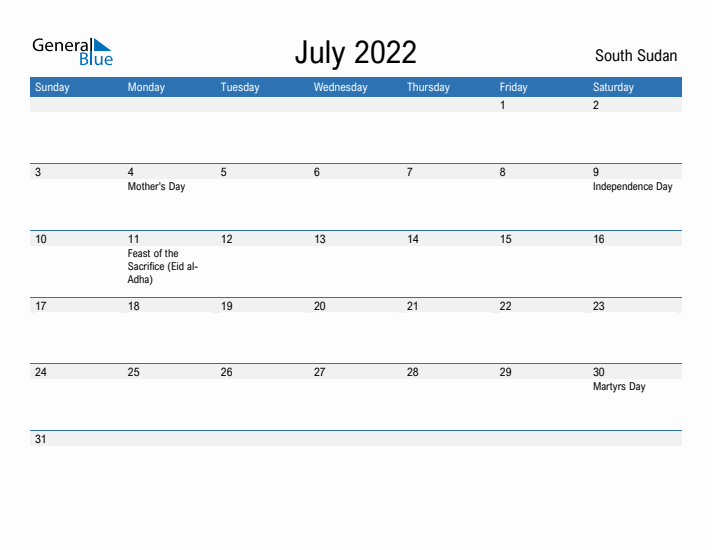 Fillable July 2022 Calendar