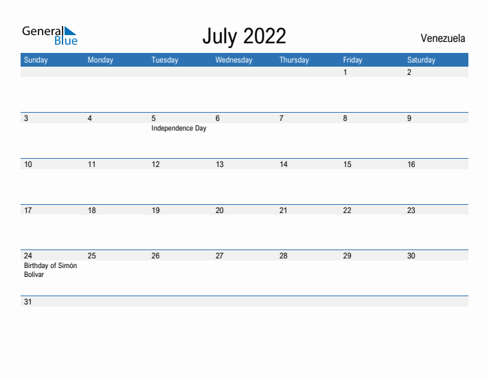 Fillable July 2022 Calendar