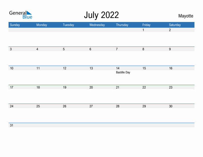 Fillable July 2022 Calendar