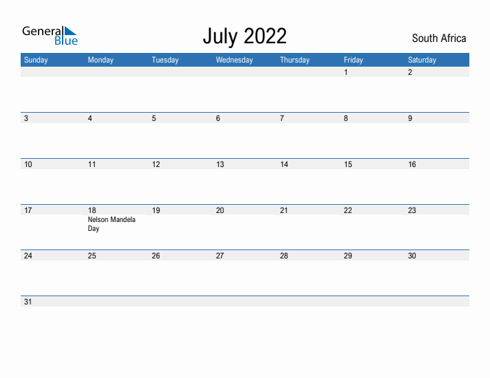 Fillable July 2022 Calendar