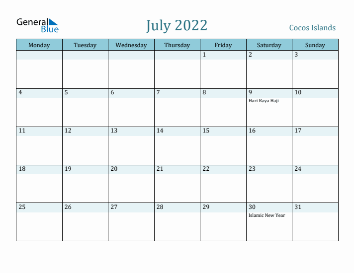 July 2022 Calendar with Holidays