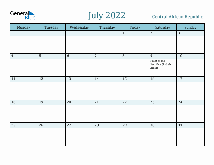 July 2022 Calendar with Holidays