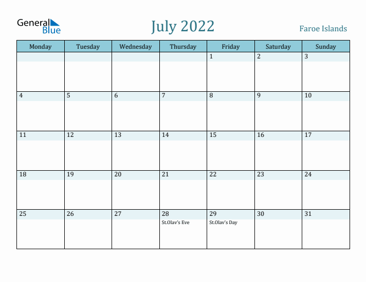 July 2022 Calendar with Holidays