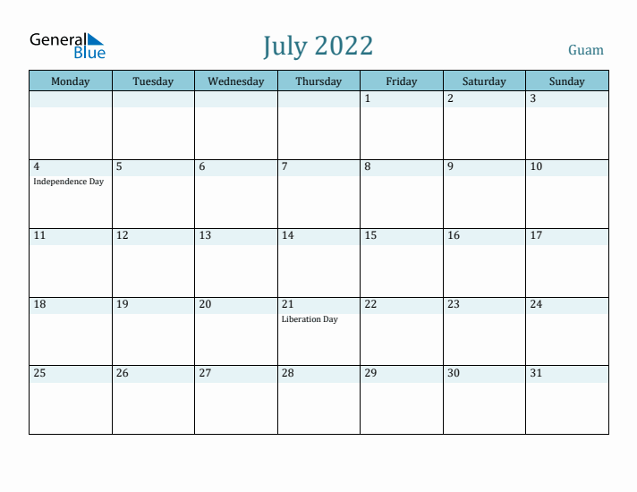 July 2022 Calendar with Holidays