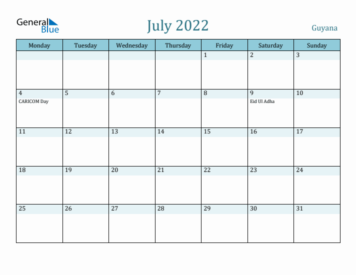 July 2022 Calendar with Holidays