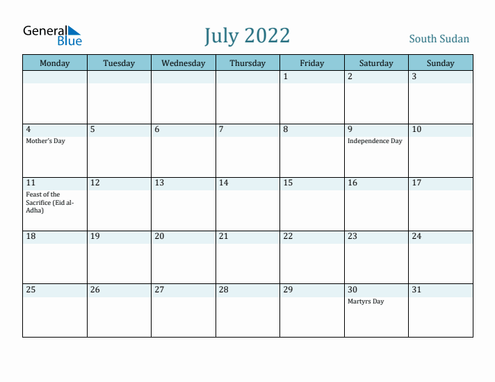 July 2022 Calendar with Holidays