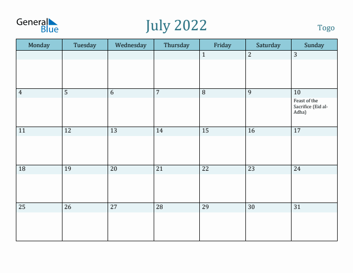 July 2022 Calendar with Holidays