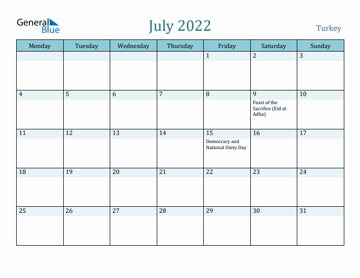 July 2022 Calendar with Holidays