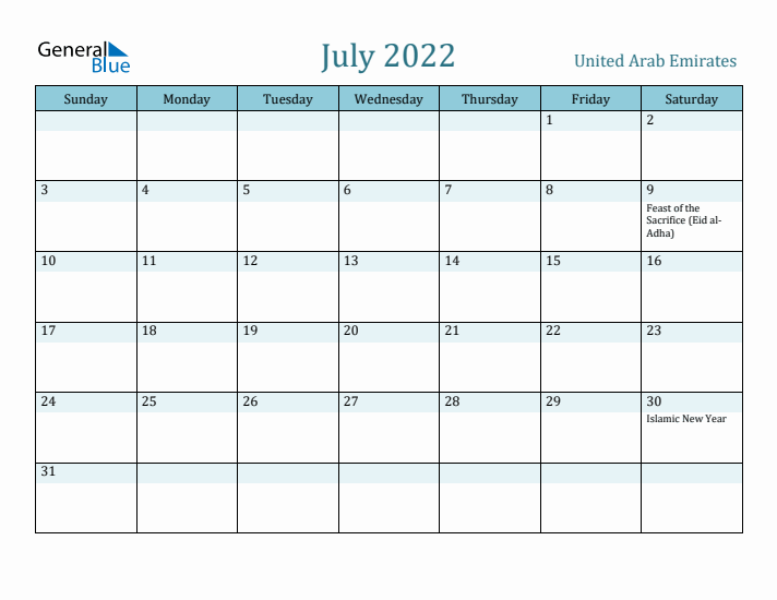 July 2022 Calendar with Holidays