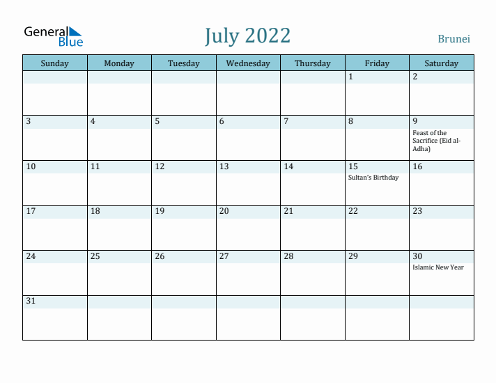 July 2022 Calendar with Holidays