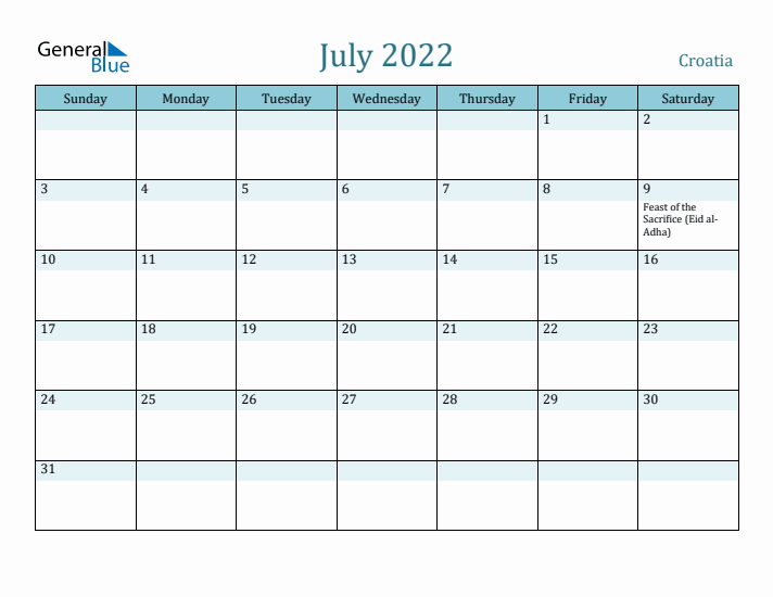 July 2022 Calendar with Holidays