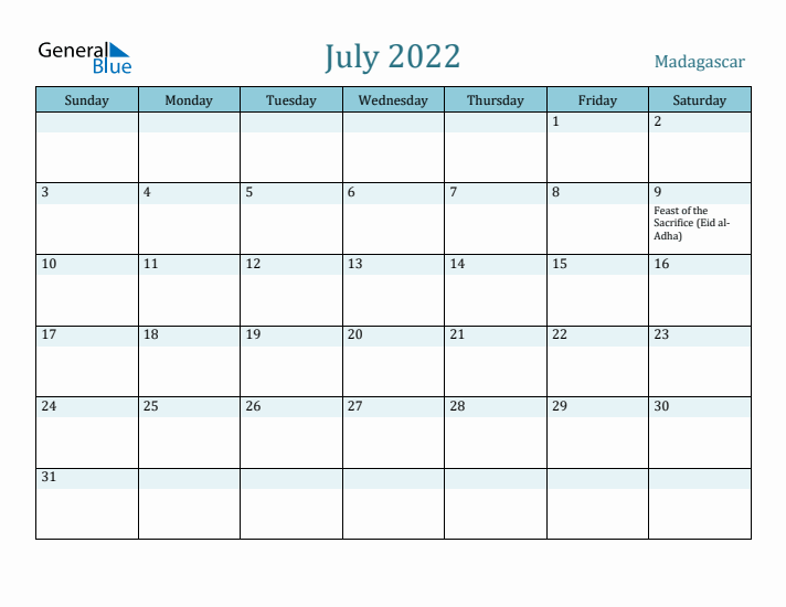 July 2022 Calendar with Holidays