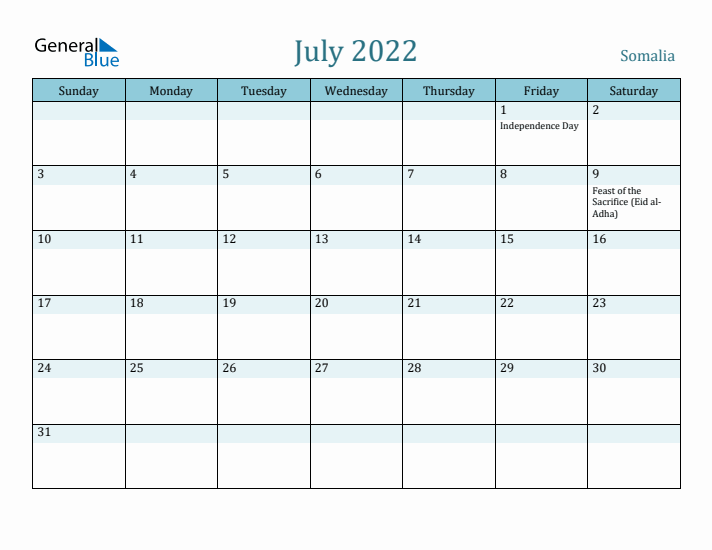 July 2022 Calendar with Holidays