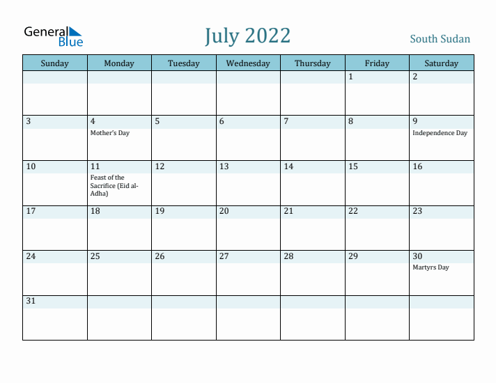 July 2022 Calendar with Holidays