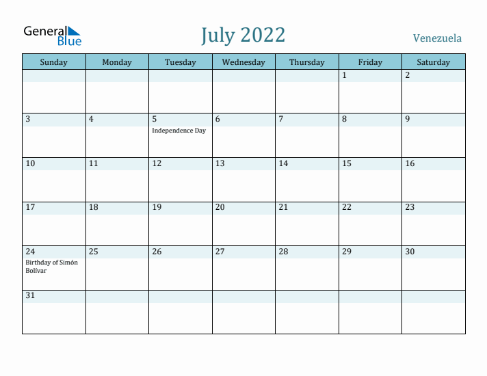 July 2022 Calendar with Holidays