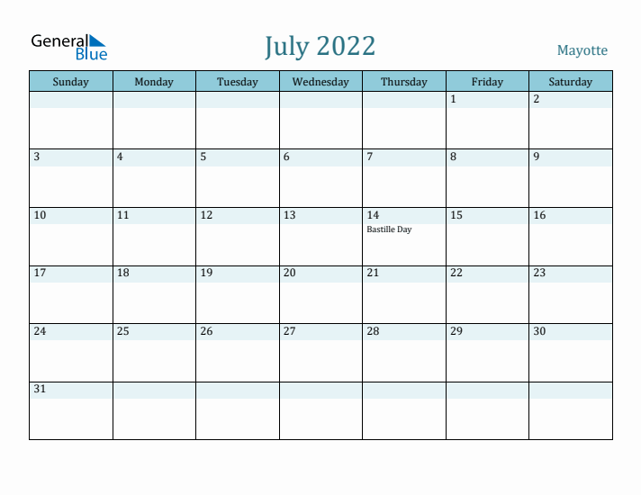 July 2022 Calendar with Holidays