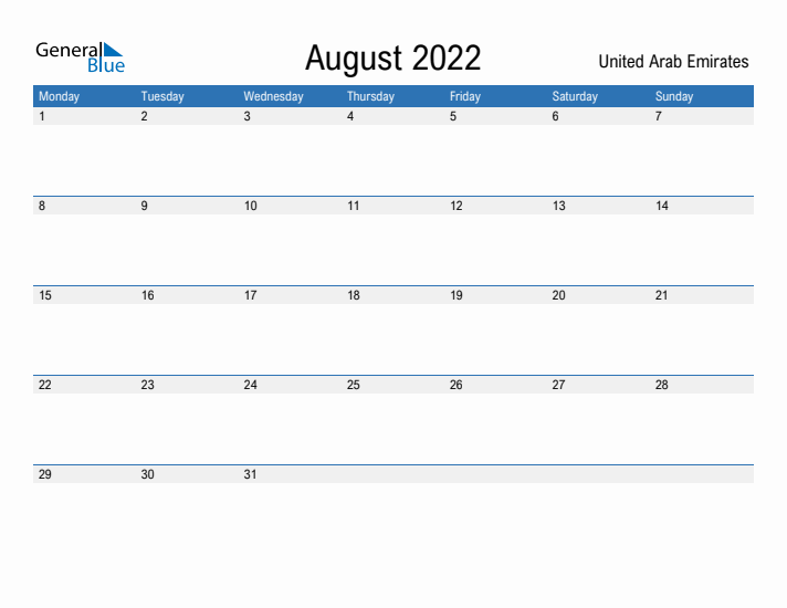 Fillable August 2022 Calendar