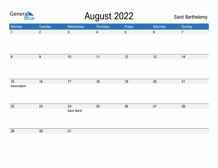 Fillable August 2022 Calendar