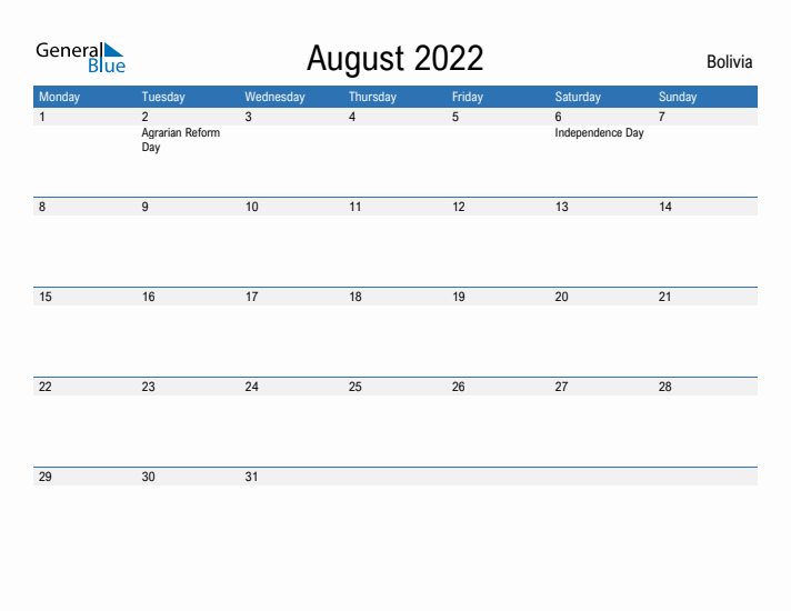 Fillable August 2022 Calendar