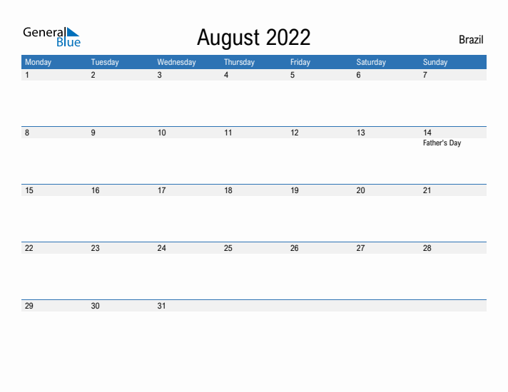 Fillable August 2022 Calendar