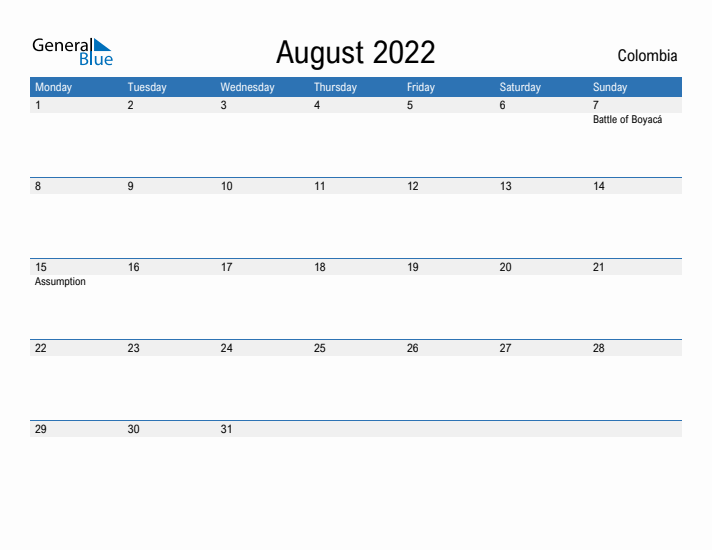 Fillable August 2022 Calendar