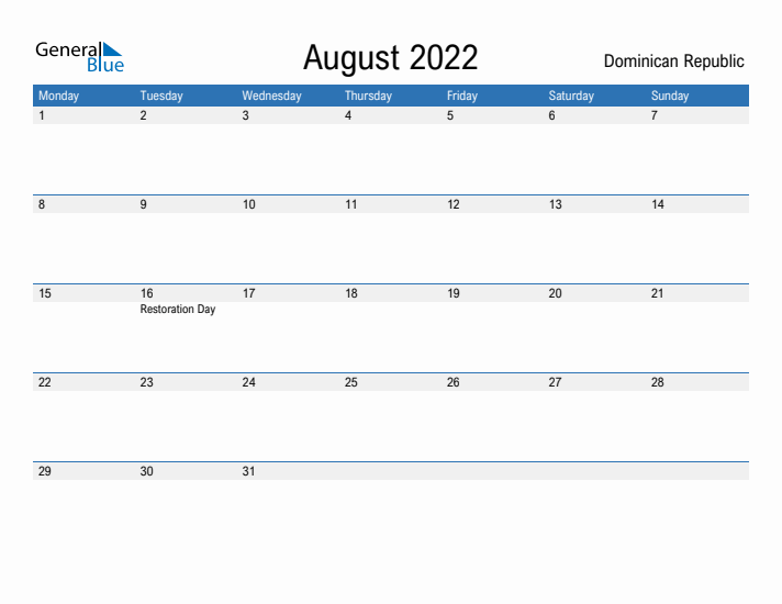 Fillable August 2022 Calendar