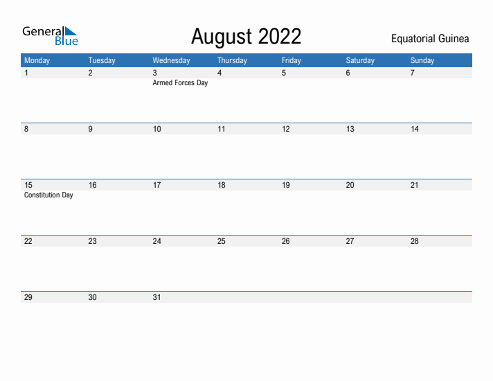 Fillable August 2022 Calendar