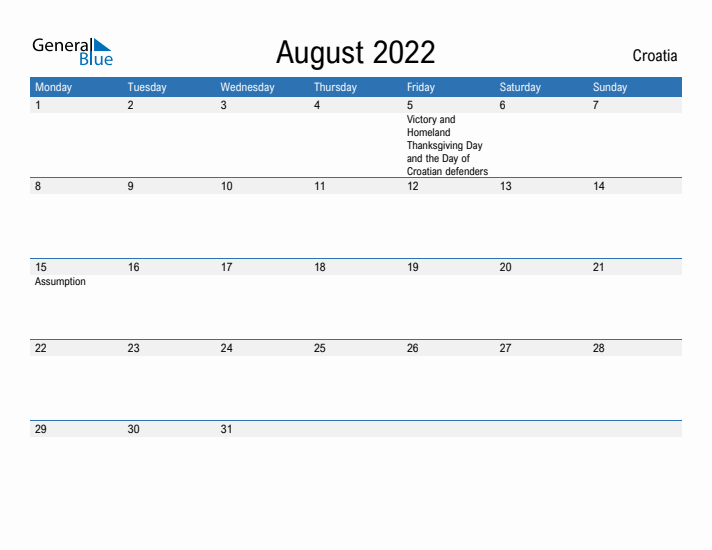 Fillable August 2022 Calendar