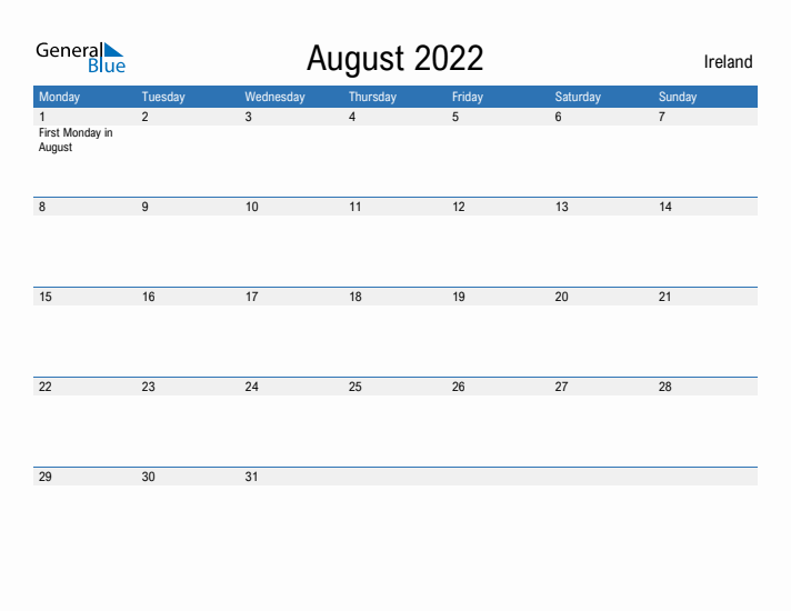 Fillable August 2022 Calendar