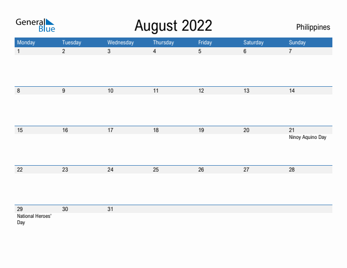 Fillable August 2022 Calendar