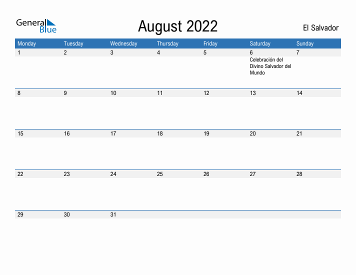 Fillable August 2022 Calendar