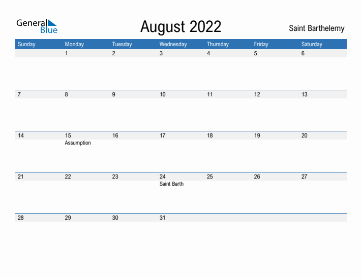 Fillable August 2022 Calendar