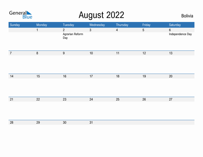 Fillable August 2022 Calendar