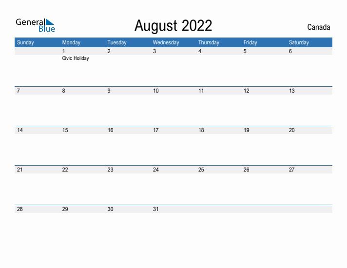 Fillable August 2022 Calendar