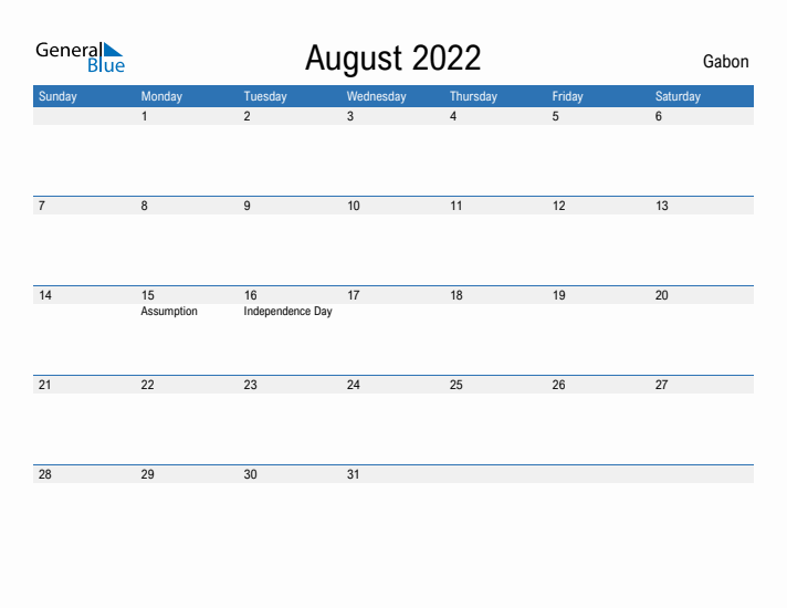 Fillable August 2022 Calendar