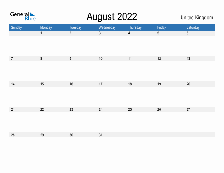 Fillable August 2022 Calendar