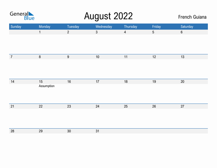 Fillable August 2022 Calendar