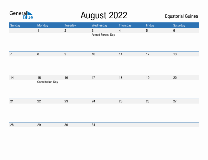 Fillable August 2022 Calendar