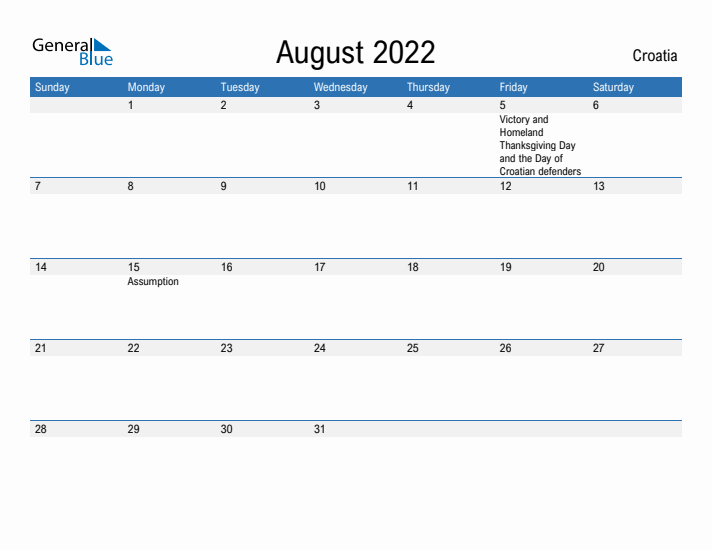 Fillable August 2022 Calendar